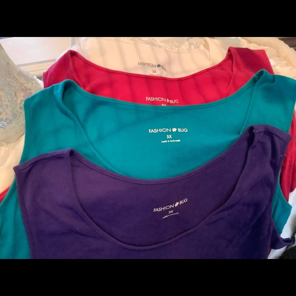 Fashion bug tank tops with lace on bottom.